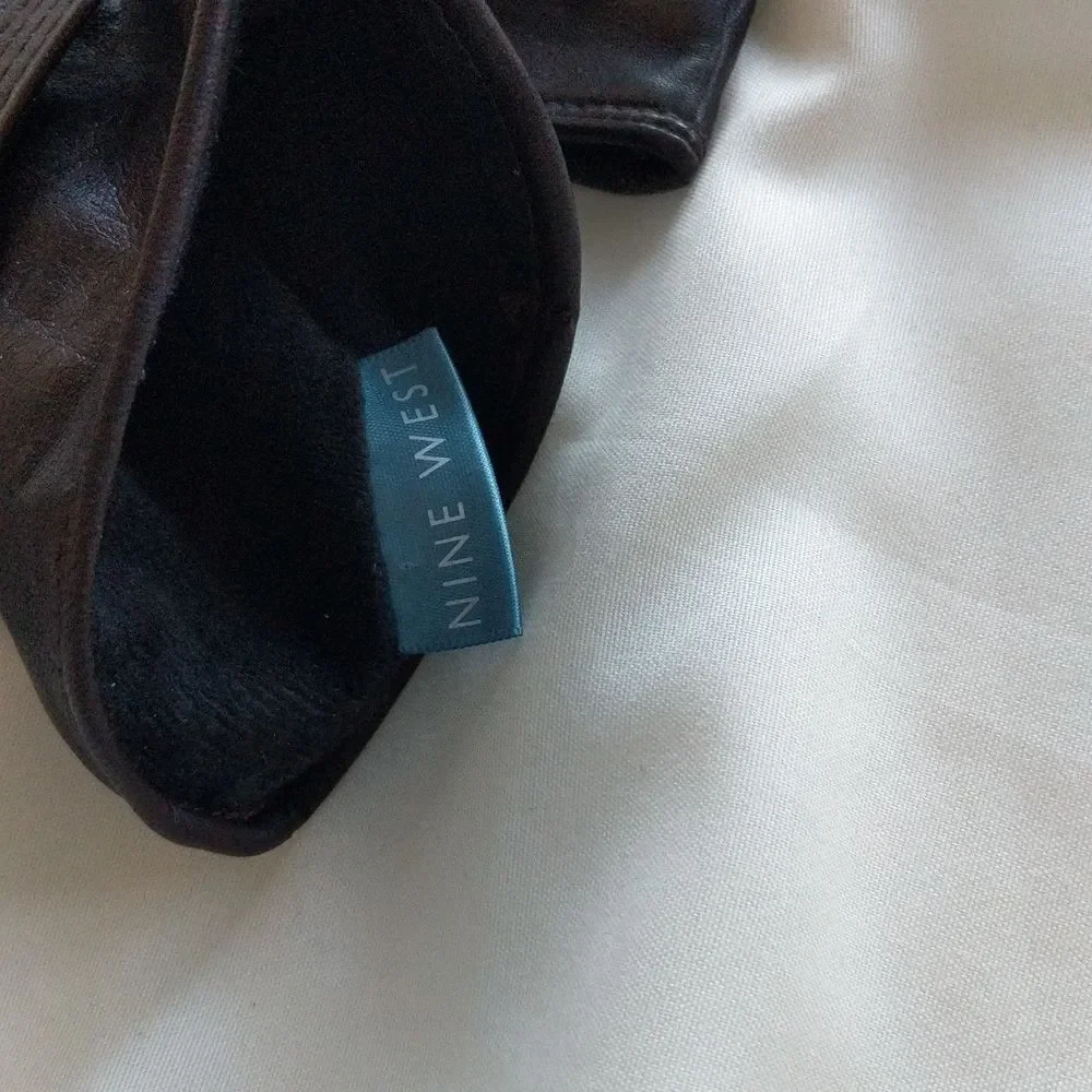 Nine West Butter Leather Gloves Espresso Color Size L